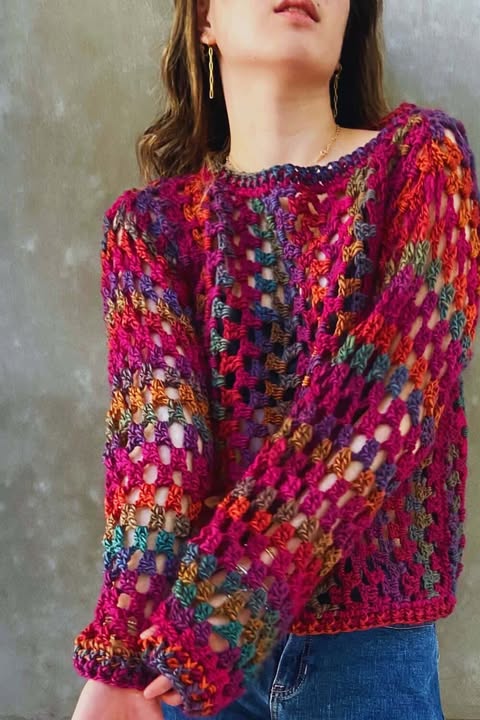 Handmade Color Splash Pullover